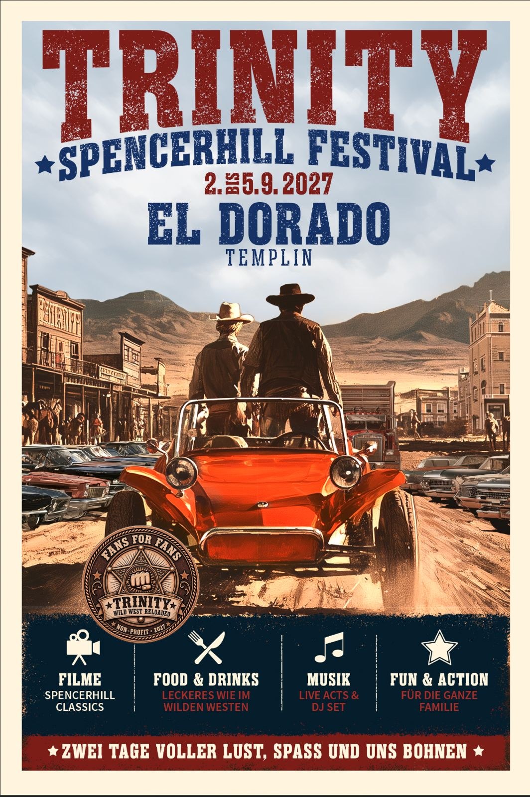 Offizieller Trinity Spencerhill Festival Flyer 2027 · El Dorado Templin